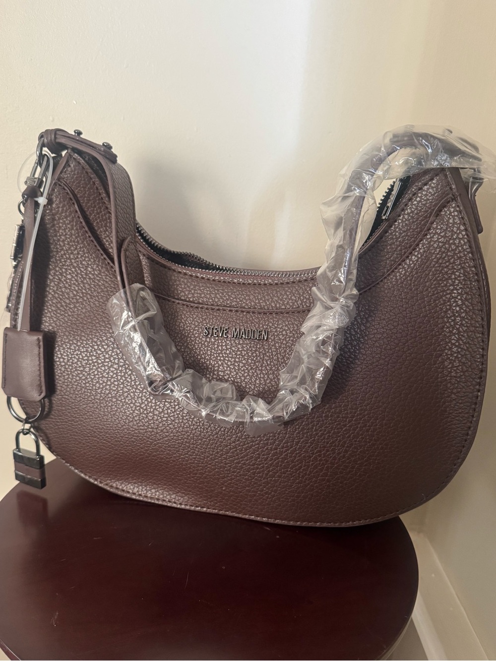 Steve Madden Chocolate Brown Pebbled Shoulder Bag